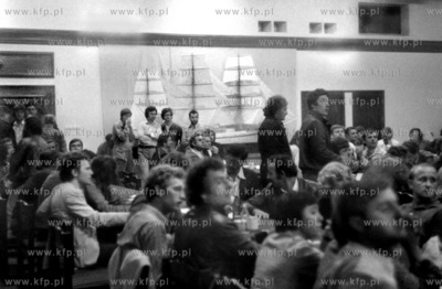 Sala BHP Stoczni Gdanskiej w czasie strajku w sierpniu...