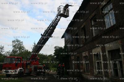 Pozar budynku przy ul. Starowiejskiej 11 w Gdansku-Letnicy....