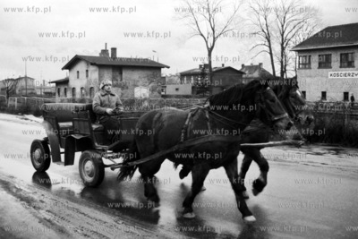 Dorozka na ulicach Koscierzyny na Kaszubach. 01.1991...