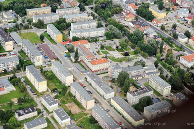 Centrum Pruszcza Gdanskiego z lotu ptaka. Widok na...