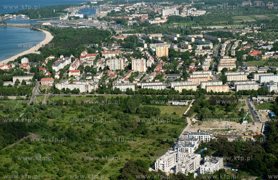 Gdansk Brzezno z lotu ptaka. Budowa osiedla Nadmorski...