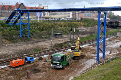 Gdansk. Prace budowlane przy budowie nowego przystanku...