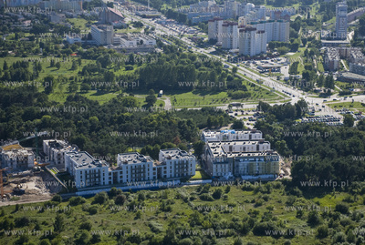 Gdansk Brzezno z lotu ptaka. Budowa osiedla Nadmorski...