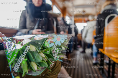 Gdansk. Dzien kobiet w zabytkowym tramwaju 105 N z...