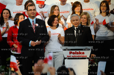 Gdansk. Targ Rybny. Wiec wyborczy Jaroslawa Kaczynskiego,...