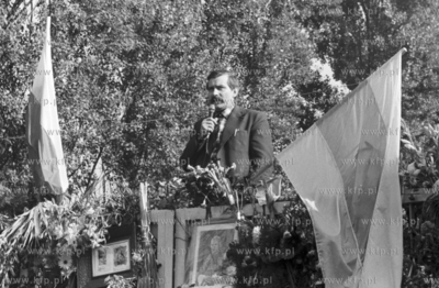 Strajk w Stoczni Gdanskiej im Lenina. Nz. Lech Walesa...
