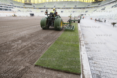 Gdansk Letnica. Budowa stadionu pilkarskiego PGE Arena....