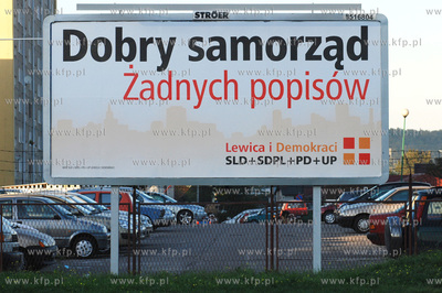 Gdynia ul. Morska. Bilboard wyborczy komitetu Lewica...
