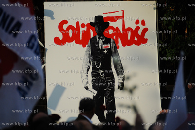 Gdansk. Targ Rybny. Wiec wyborczy Jaroslawa Kaczynskiego,...