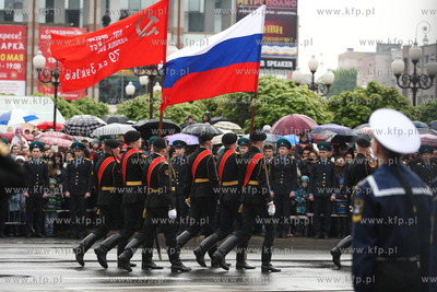 Kaliningrad , Rosja 09.05.2014 Parada na Placu Zwyciestwa...