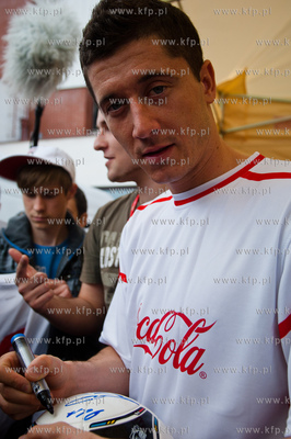 Gdansk. Teren AWFiS. Pilkarz Robert Lewandowski - reprezentant...