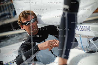 Gdynia. Port Jachtowy. Zeglarz Mateusz Kusznierewicz,...