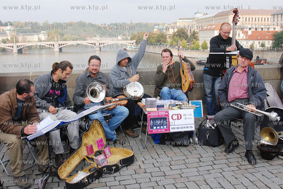 Praga (Czechy). Nz .Kapela klezmerska grająca zarobkowo...
