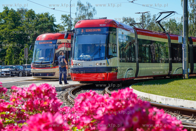 Tramwaj Pesa Swing i Jazz Duo na pętli Stogi Plaża....