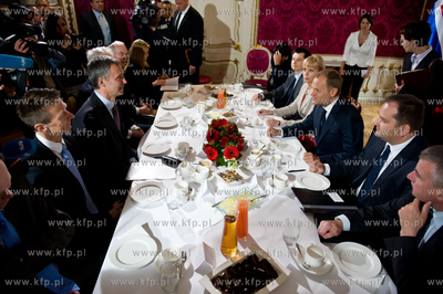 Gdansk. Dom Uphagena. Wizyta premiera Norwegii Jensa...