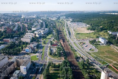 Centrum Gdyni z lotu ptaka. Widok w strone Orlowa....