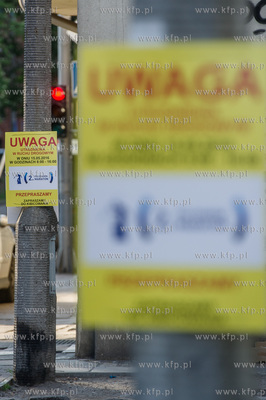 Gdansk. Tabliczka z informacją o planowanych utrudnieniach...