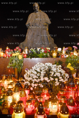 Swieto Zmarlych - pomnik Jana Pawla II na terenie torunskich...