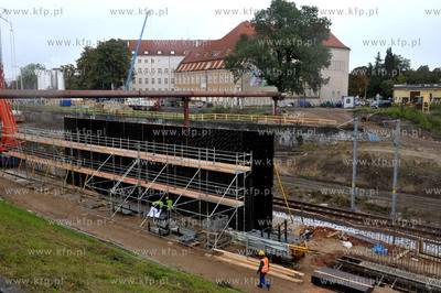 Gdansk. Prace budowlane przy budowie nowego przystanku...