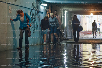 Gdansk. Wrzeszcz. Zalane przez ulewny opad deszczu...