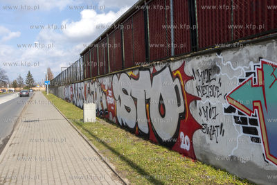 Murales na płocie przy ulicy Grota Roweckiego w Pruszczu...