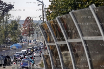 Gdansk. Budowa Trasy Slowackiego. Korek od ul. Chrzanowskiedo...