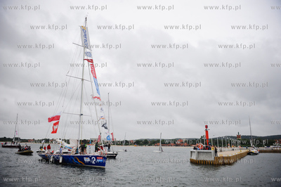 Sopot. Uroczyste przywitanie zeglarza Zbigniewa Gutka...
