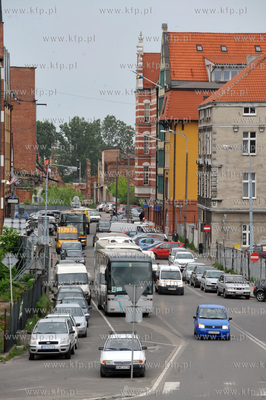 Widok z hotelu Qubus na wyspie Spichrzow na ul. Chmielna....