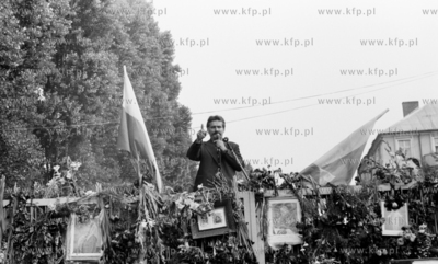 Strajk w Stoczni Gdanskiej im Lenina. Nz. Lech Walesa...