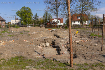 Wykopaliska archeologiczne na terenie spalonego w 1945...