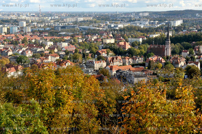 Gdansk Oliwa. Widok z platformy widokowej na gorze...