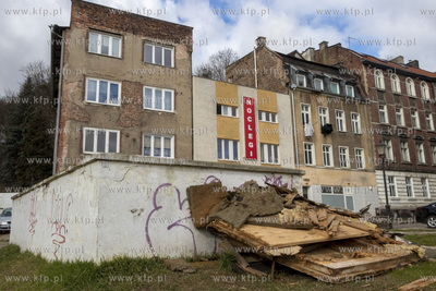 Kamienice przy ulicy Zaroślak w Gdąńsku Śródmieściu....