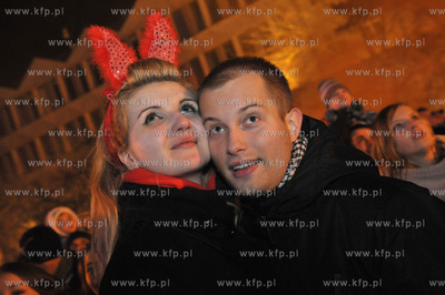 Zabawa sylwestrowa na Targu Weglowym w Gdansku. Na...