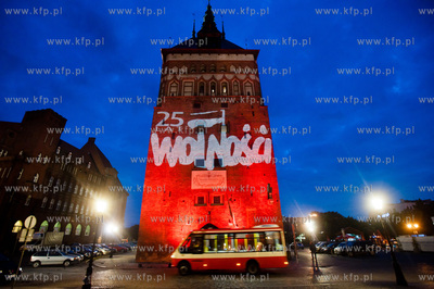Gdansk. Logo obchodow 25-lecia pierwszych, wolnych...