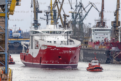 Kablowiec Siem Aimery podczas wyjscia na proby morskie....
