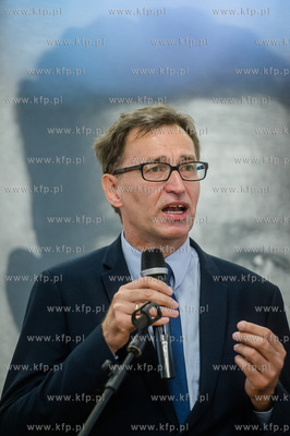 Gdańsk. Historyczna sala BHP. Konferencja prasowa...