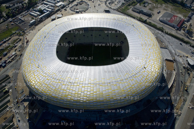 Gdansk, budowa stadionu PGE Arena z lotu ptaka. 06.06.2011...