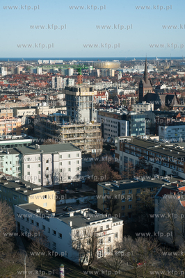 Gdańsk Wrzeszcz. Widok z podnośnika z Komendy Wojewódzkiej...