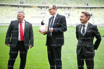 Gdansk. Stadion PGE Arena. Konferencja wladz miasta...