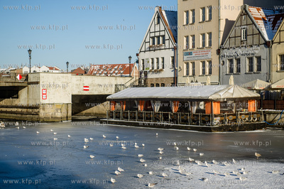 Gdańsk. Mroźny, słoneczny, zimowy dzień. Minusowe...