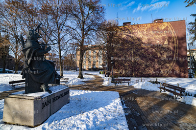 Gdańsk. Plac Heweliusza w zimowej, słonecznej aurze....