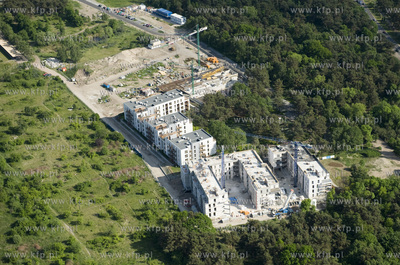 Gdansk Brzezno z lotu ptaka. Budowa osiedla Nadmorski...