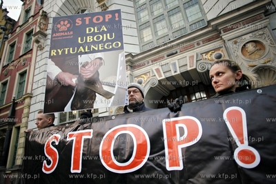 Demonstracja dzialaczy Towarzystwa Opieki nad Zwierzetami...