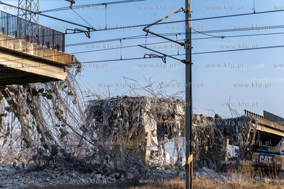 Rozbiórka estakady na ulicy Elbląskiej w Gdańsku....
