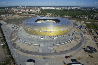Gdansk, budowa stadionu PGE Arena z lotu ptaka. 06.06.2011...