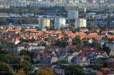 Gdansk Oliwa. Widok z platformy widokowej na gorze...