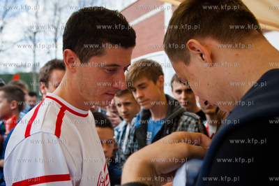 Gdansk. Teren AWFiS. Pilkarz Robert Lewandowski - reprezentant...
