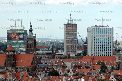 Panorama Gdanska z 55-metrowego dzwigu firmy Castel...