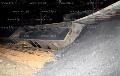 Gdansk, Wrzeszcz. Wykolejenie 8 wagonow z weglem, pociagu...