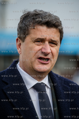 Gdansk. Plac Solidarnosci. Konferencja Janusza Palikota,...